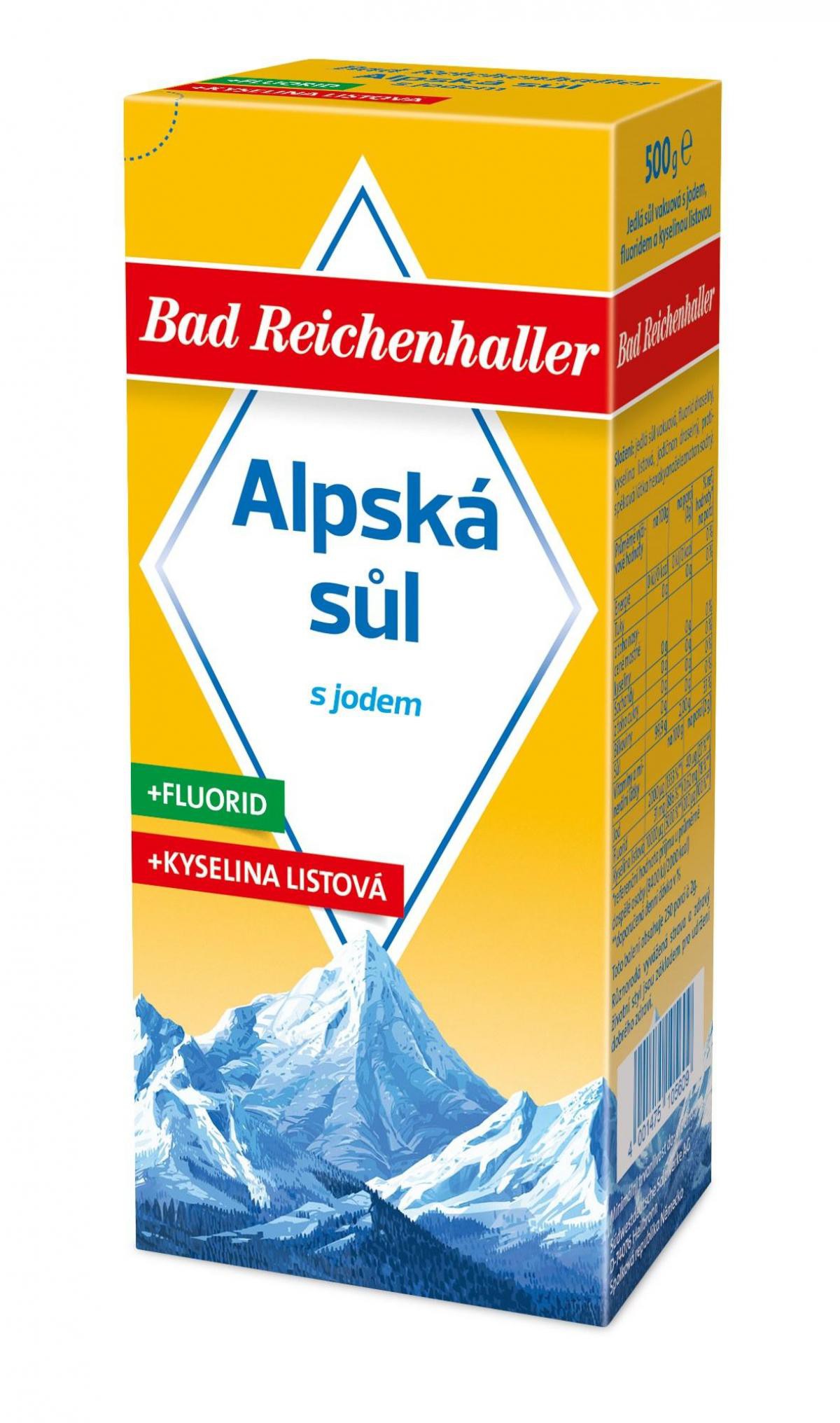Bad Reichenhaller: Alpská sůl s jodem, fluoridem a kyselinou listovou 500 g
